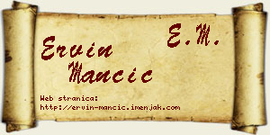 Ervin Mančić vizit kartica